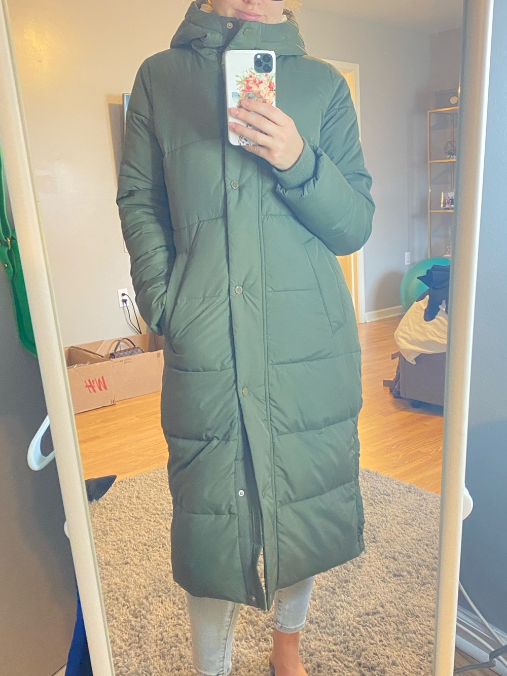 Abercrombie & Fitch Olive Green Fleece Jacket with Cream Sherpa Lining
